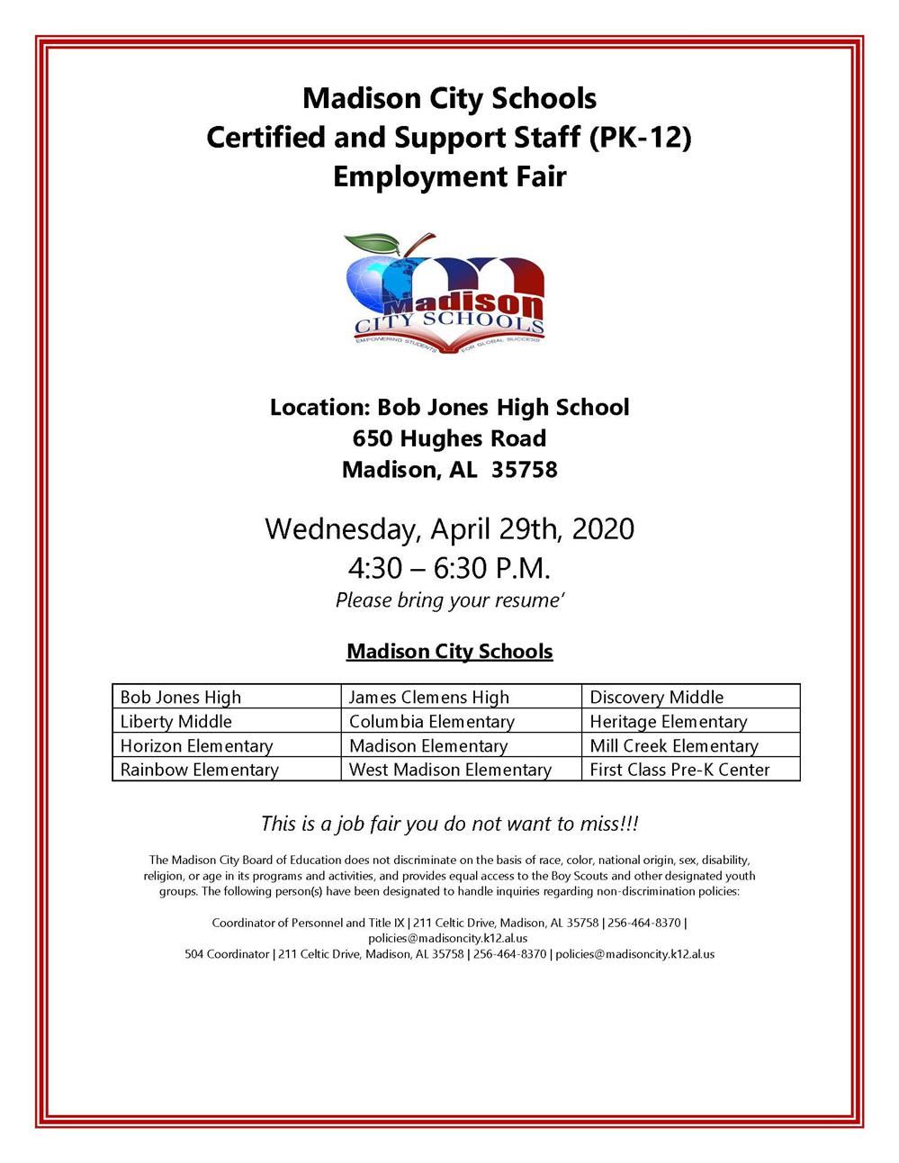 Madison City Schools Employment Fair Madison City Schools Employment Fair